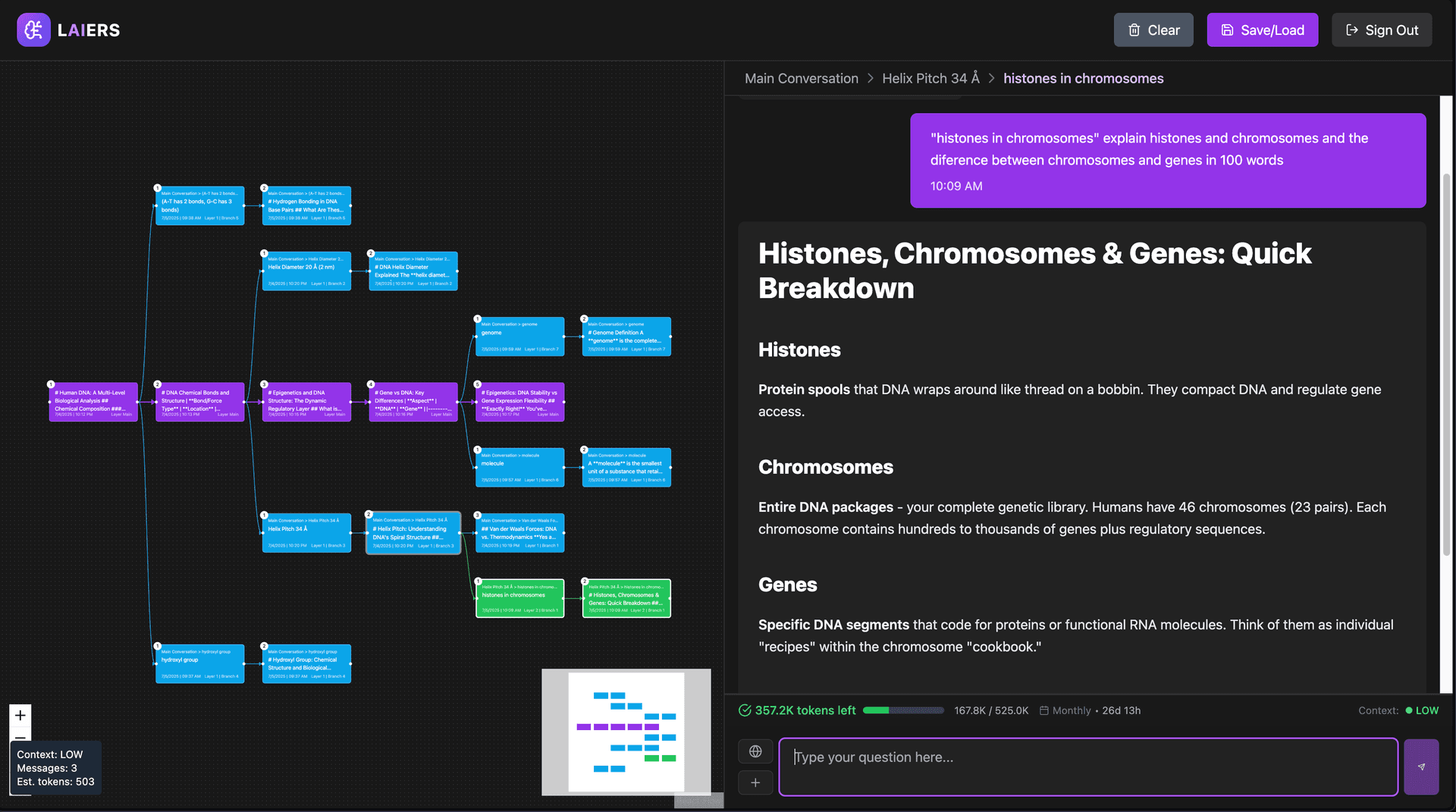 LAIERS — spatial branching AI conversation interface